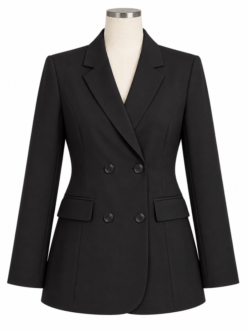 Classic Double-Breasted Women's Black Blazer